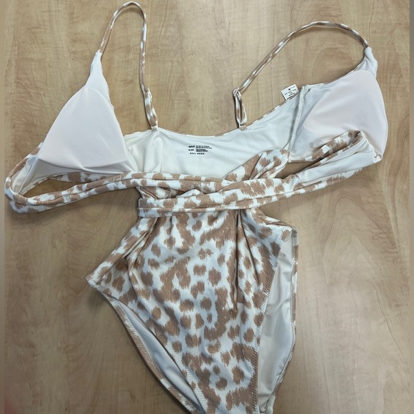 NWT Aerie Leopard LONG Full Coverage Wrap Top One Piece Swimsuit Sz M Long - Picture 4 of 14